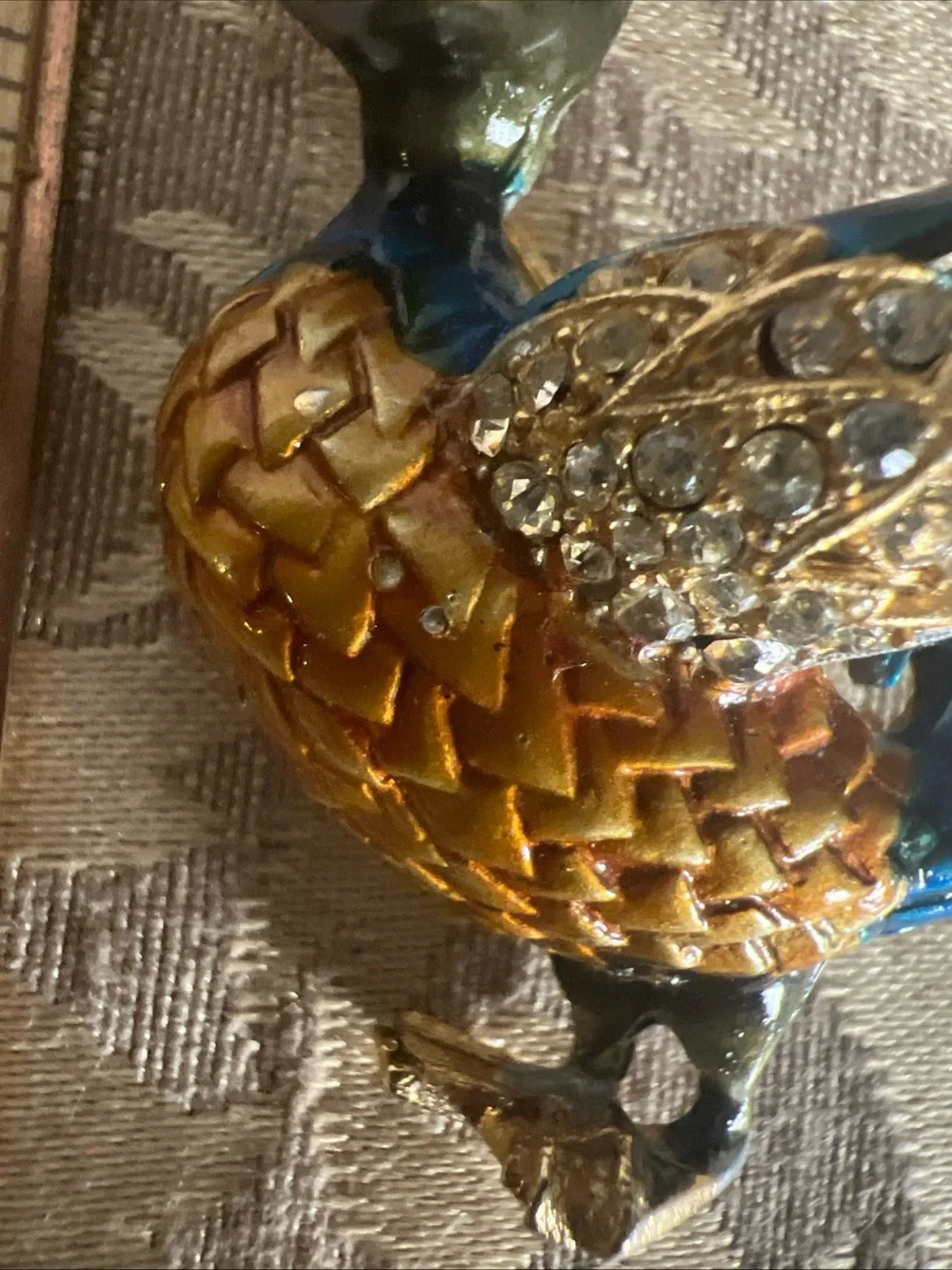 Vintage Enamel And Gold Tone Duck Brooch Pin Bird Brooch Rhinestone Duck Brooch